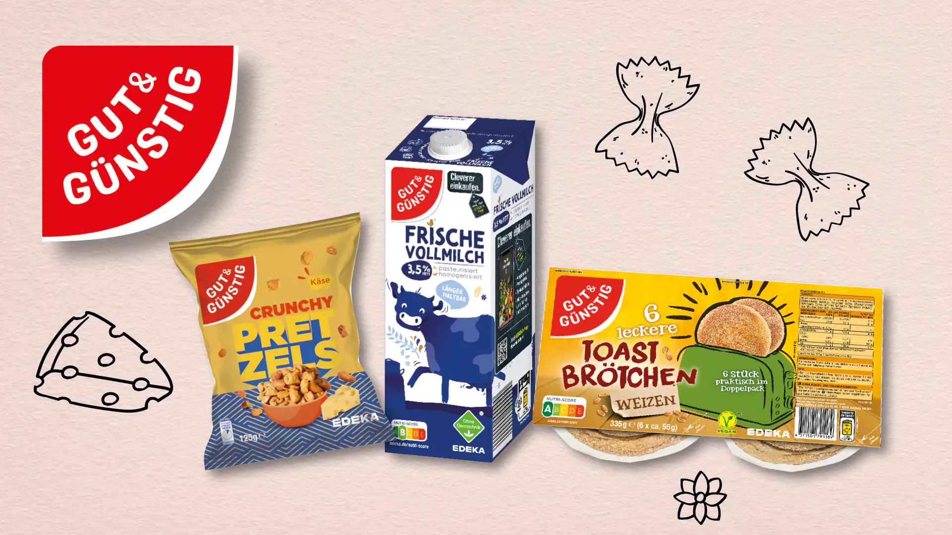 GUT&GÜNSTIG Pretzels, Frische Vollmilch, Toastbrötchen
